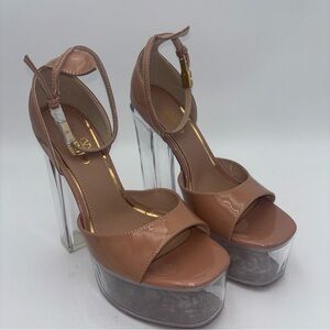Valentino Garavani Nude and Transparent Platform Sandals